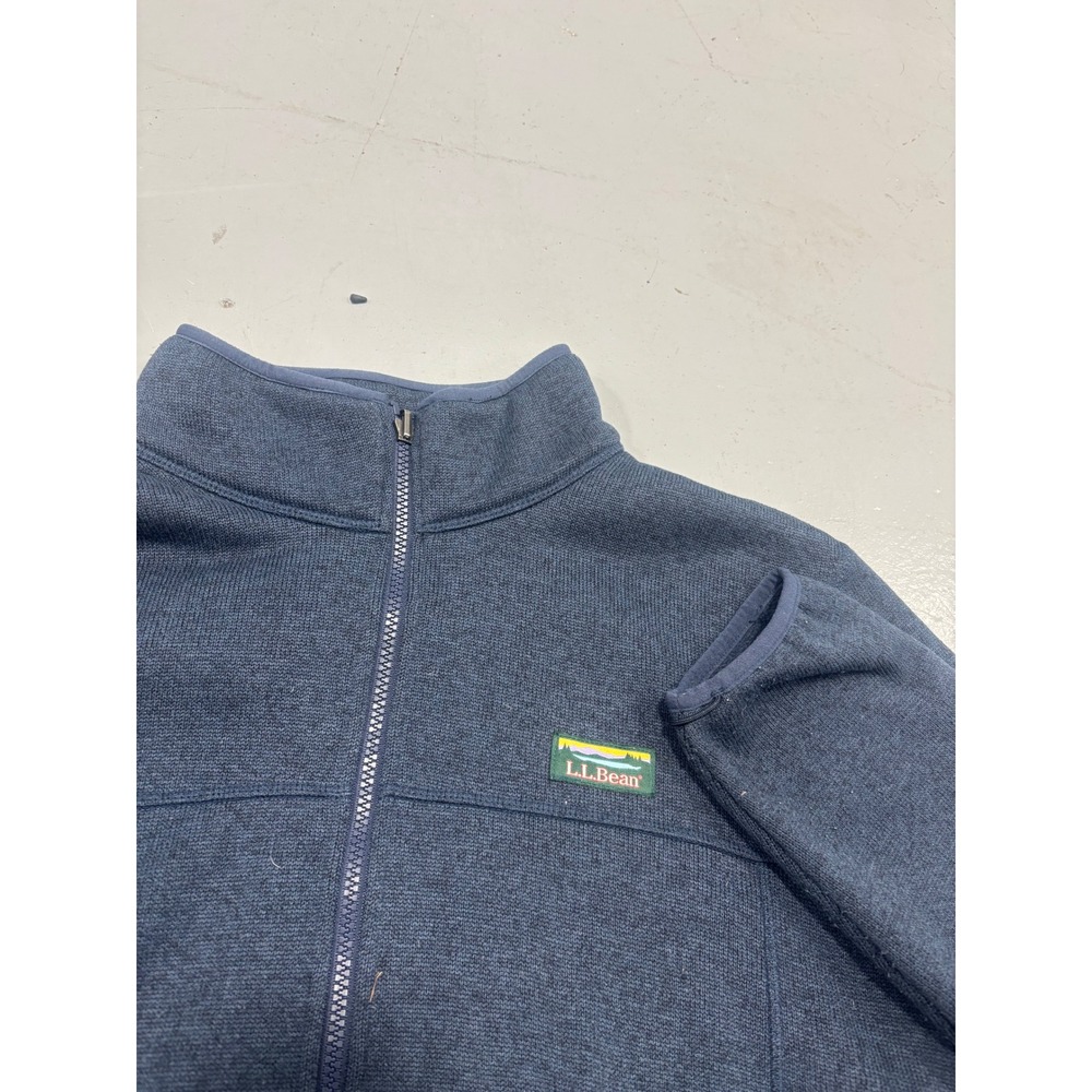 LL Bean Sweater Fleece Full Zip Jacket Blue Heather Mens XL